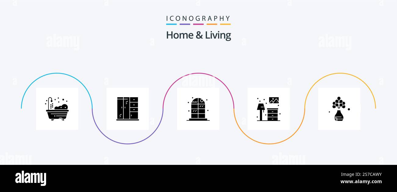 Home And Living Glyph 5 Icon Pack Including . furniture. plant Stock ...
