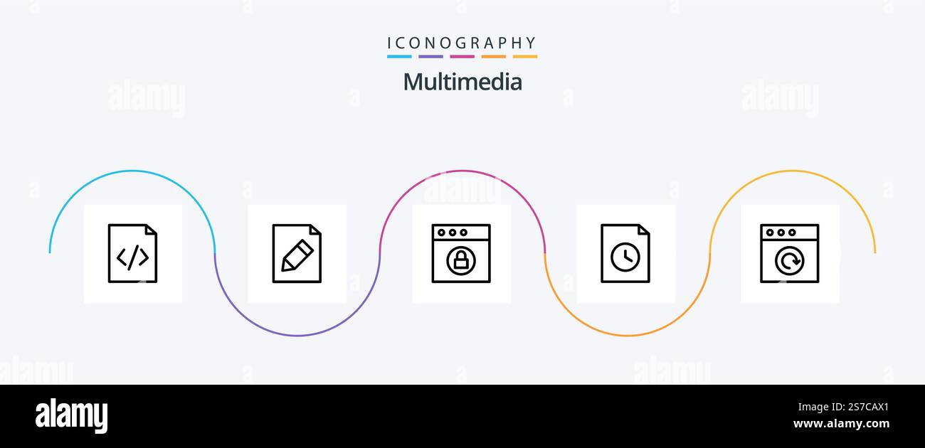 Multimedia Line 5 Icon Pack Including . mac. reload. app Stock Vector ...