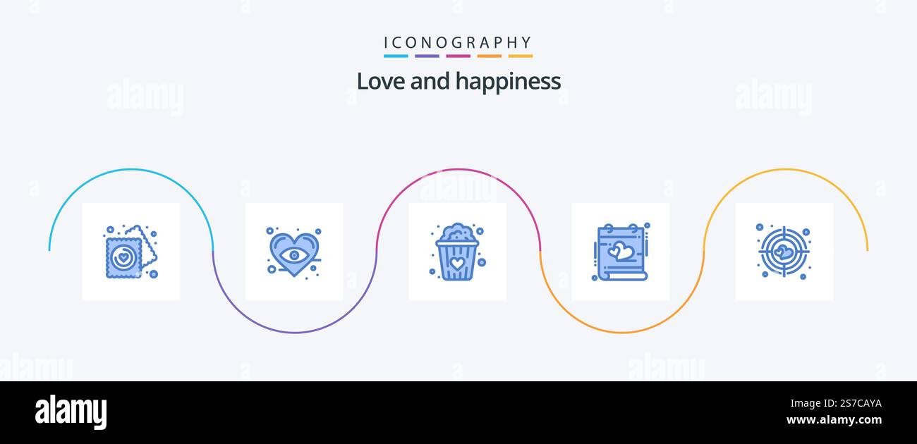 Love Blue 5 Icon Pack Including . heart. popcorn. aim. heart Stock ...