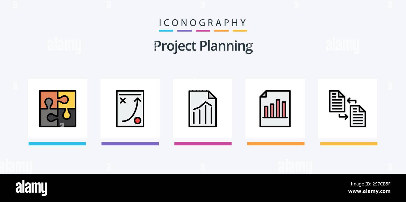 Project Planing Line Filled 5 Icon Pack Including setting. laptop ...