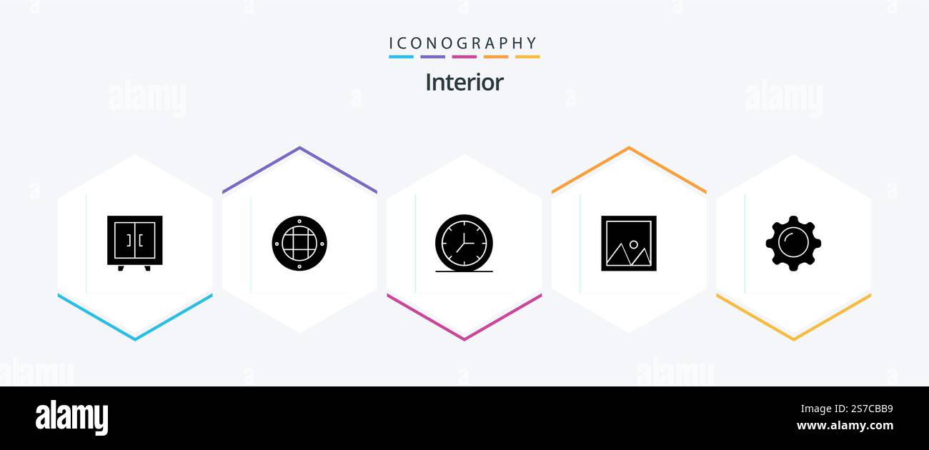 Interior 25 Glyph icon pack including display. photo. clock. interior ...