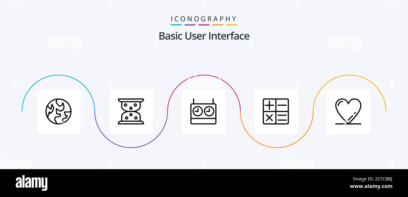 Basic Line 5 Icon Pack Including basic. timer. like Stock Vector