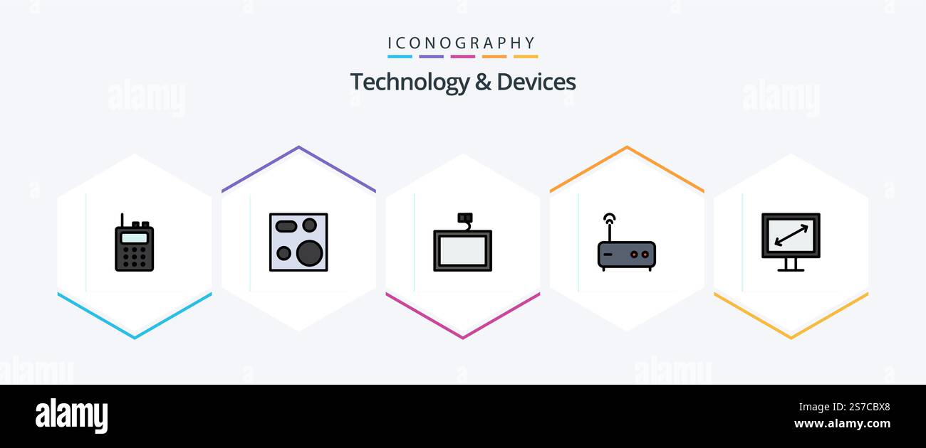 Devices 25 FilledLine icon pack including . display. mount. diagonal ...