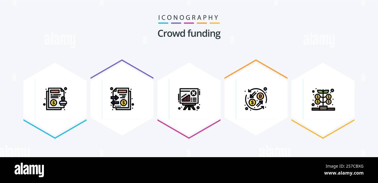 Crowdfunding 25 filledline icon pack including growth transformation