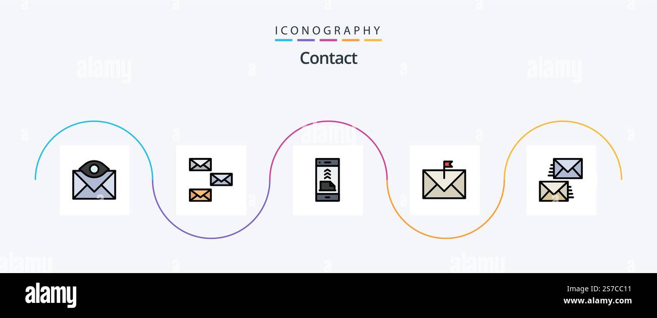 Contact Line Filled Flat 5 Icon Pack Including email. communication ...