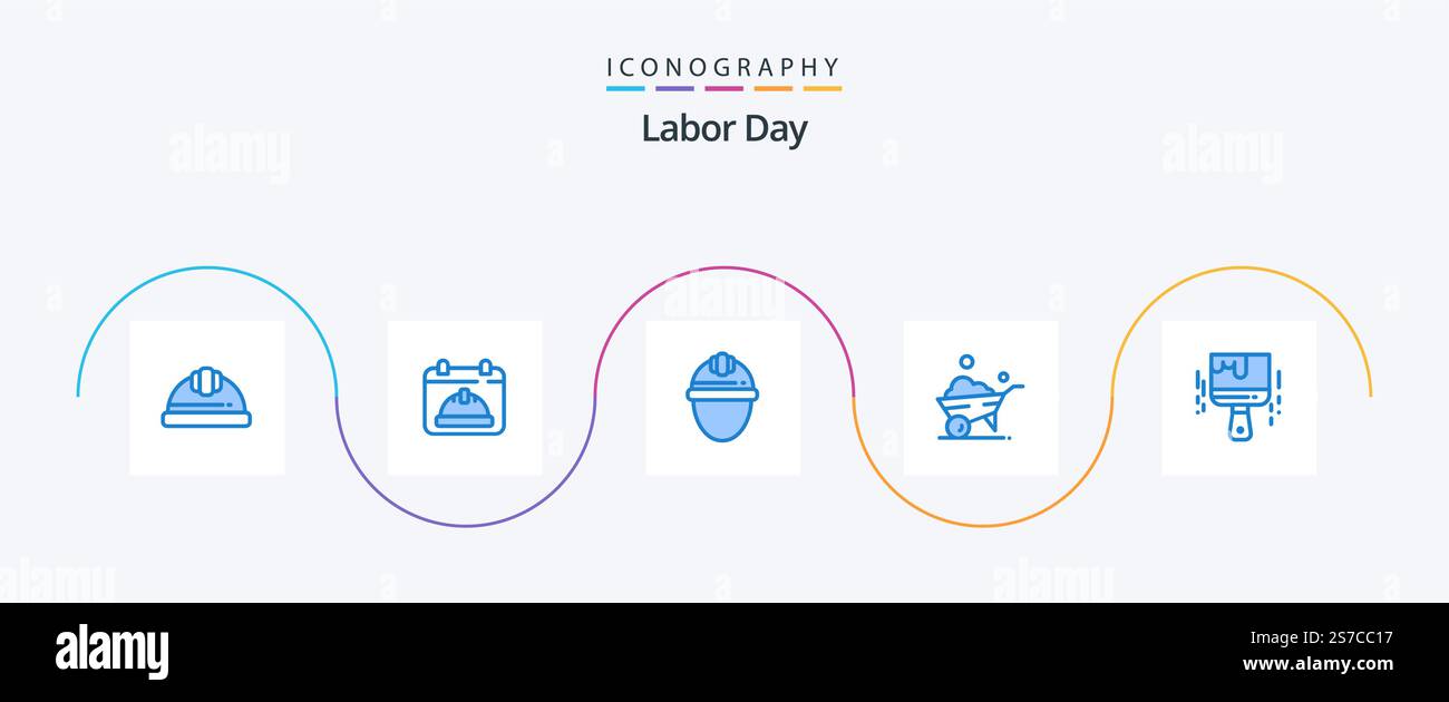 Labor Day Blue 5 Icon Pack Including brush. wheel. cap. vehicle. labour ...