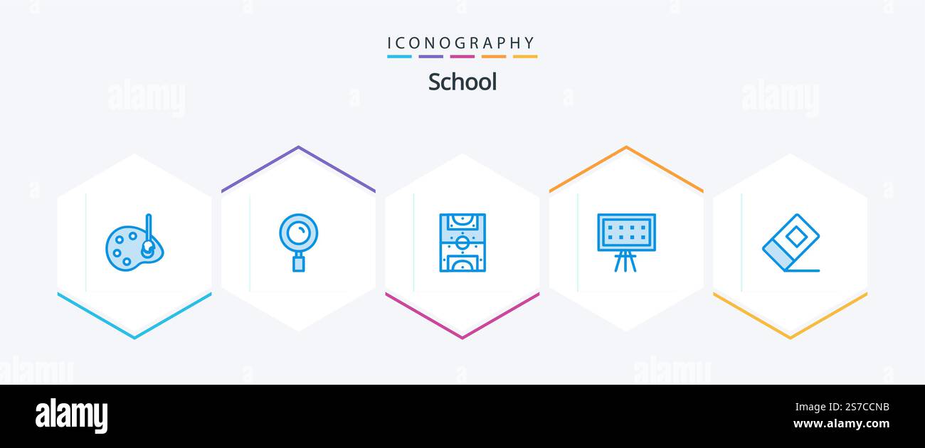 School 25 Blue icon pack including eraser. presentation. entertainment ...