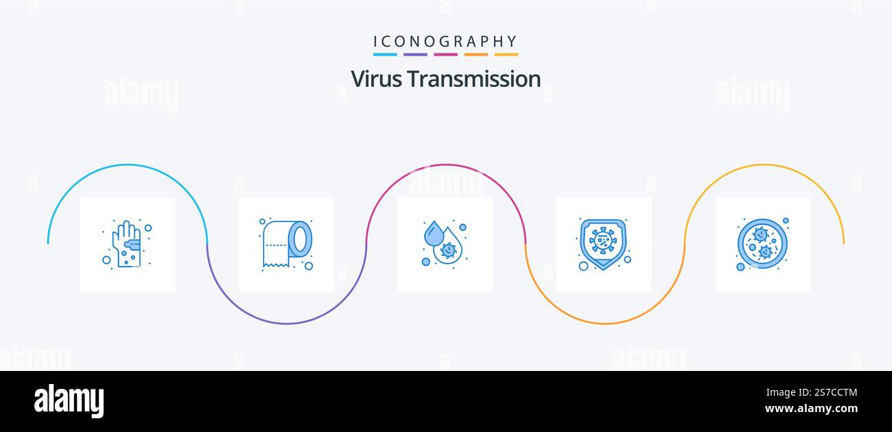 Virus Transmission Blue 5 Icon Pack Including germs. virus. blood ...