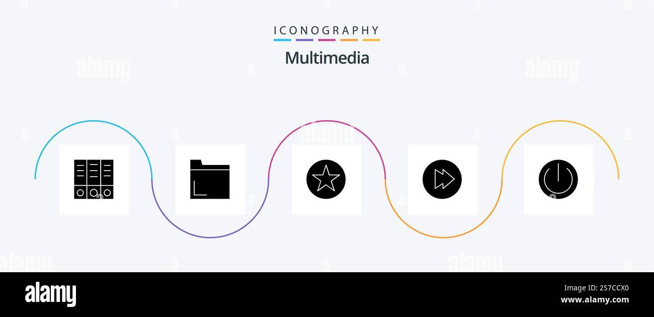 Multimedia Glyph 5 Icon Pack Including . star. power Stock Vector Image ...