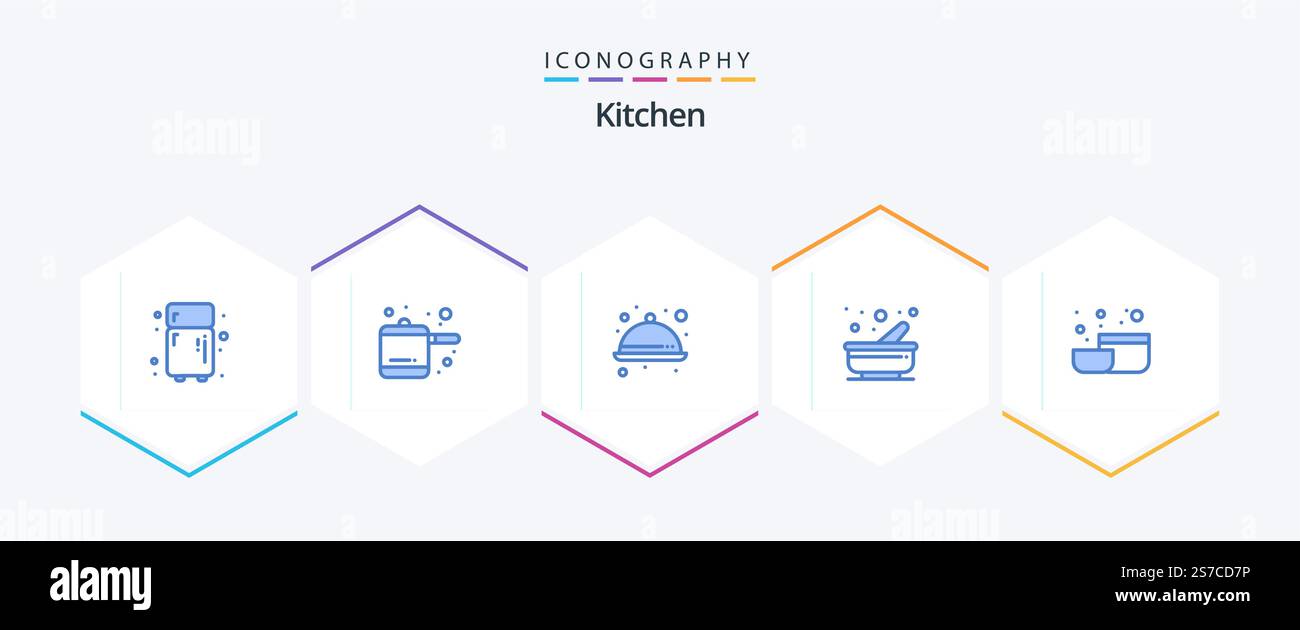 Kitchen 25 Blue icon pack including . tool. ware. kitchen. pestle Stock Vector