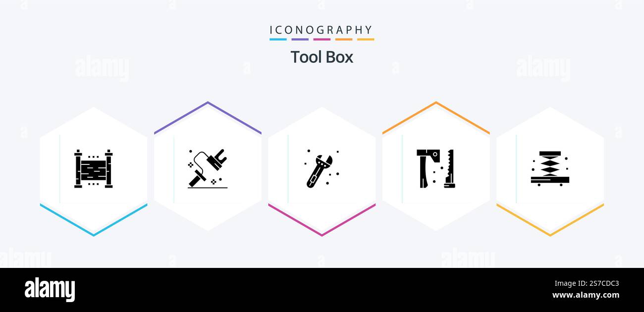 Tools 25 Glyph icon pack including tools. construction. construction. tools. construction Stock Vector