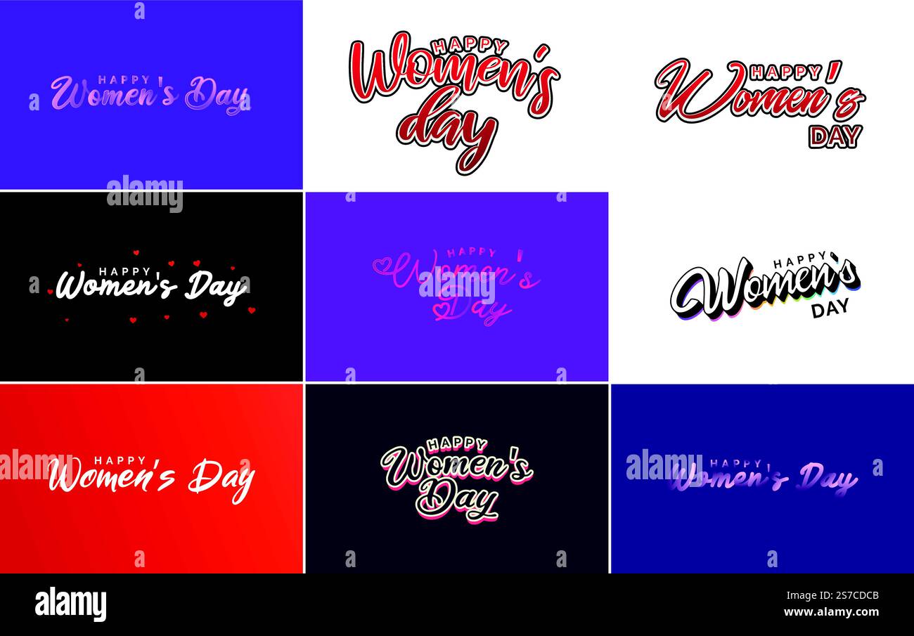 Women Sign For Lettering Happy Woman’s Day handwritten lettering set for use in greeting or ...