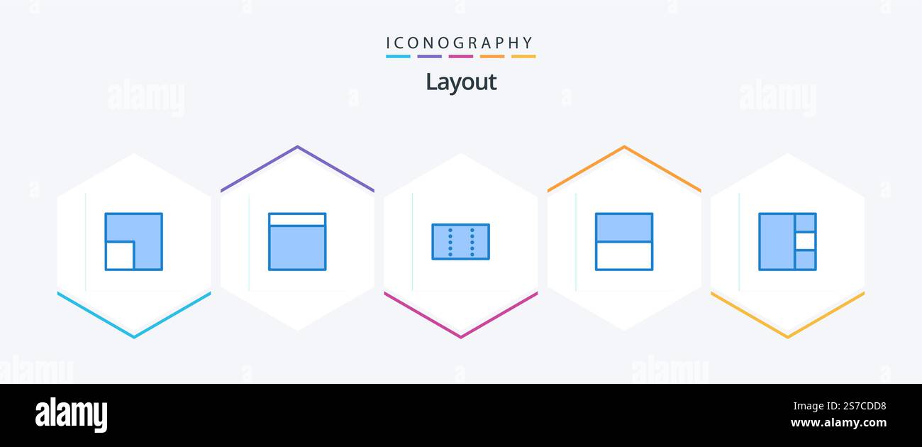 Layout 25 Blue icon pack including . . Stock Vector