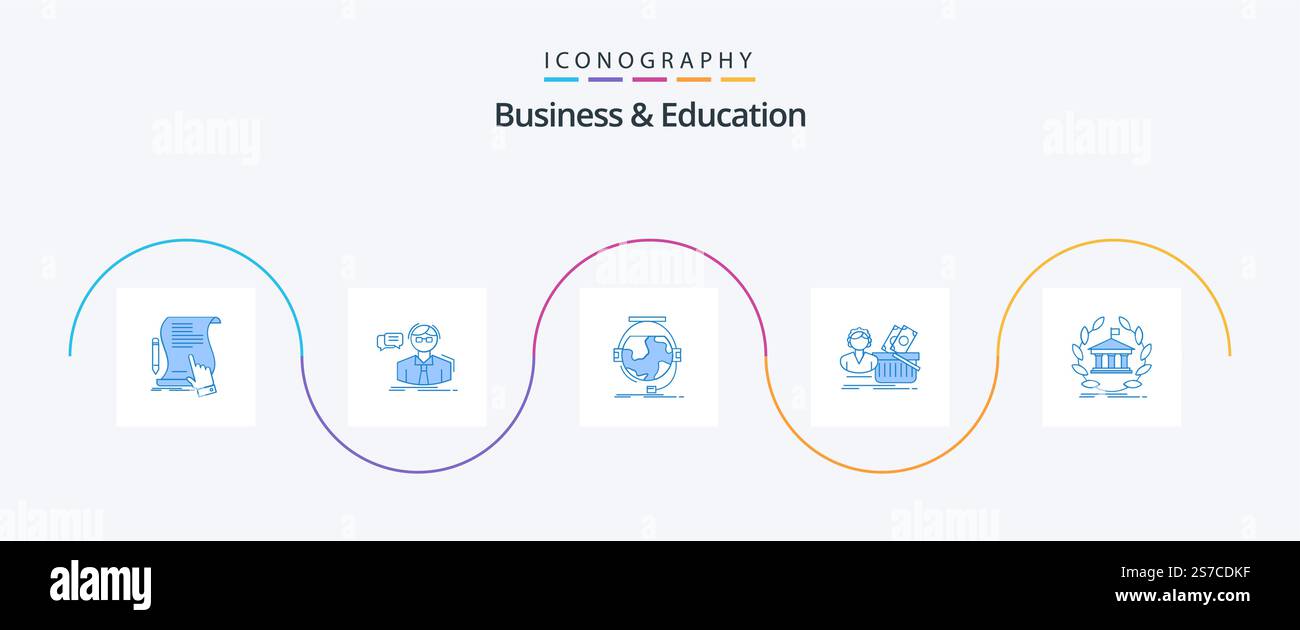 Business And Education Blue 5 Icon Pack Including shopping. support ...