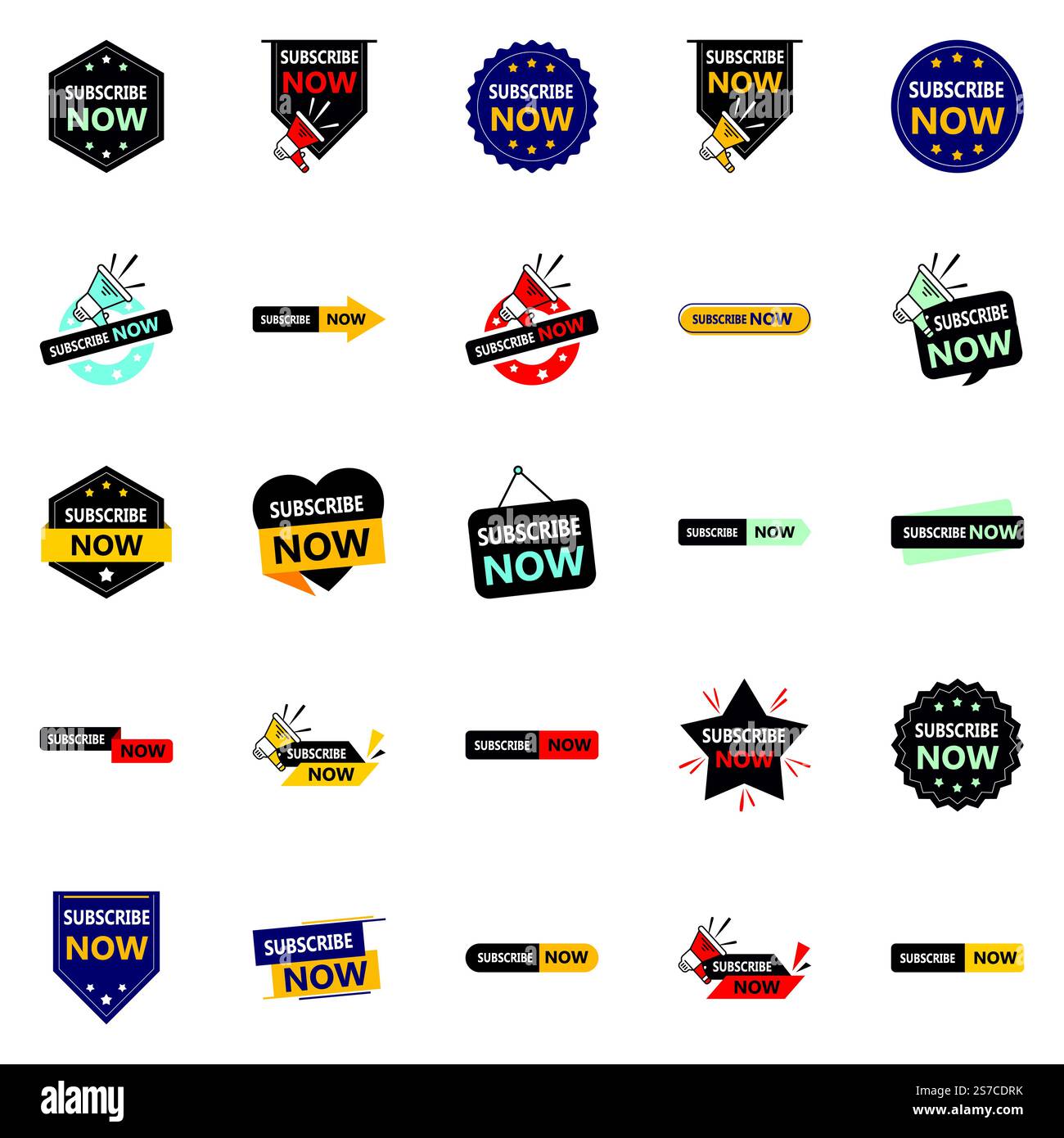 Make Your Designs Pop with Subscribe Now 25 Engaging Vector Banners Stock Vector