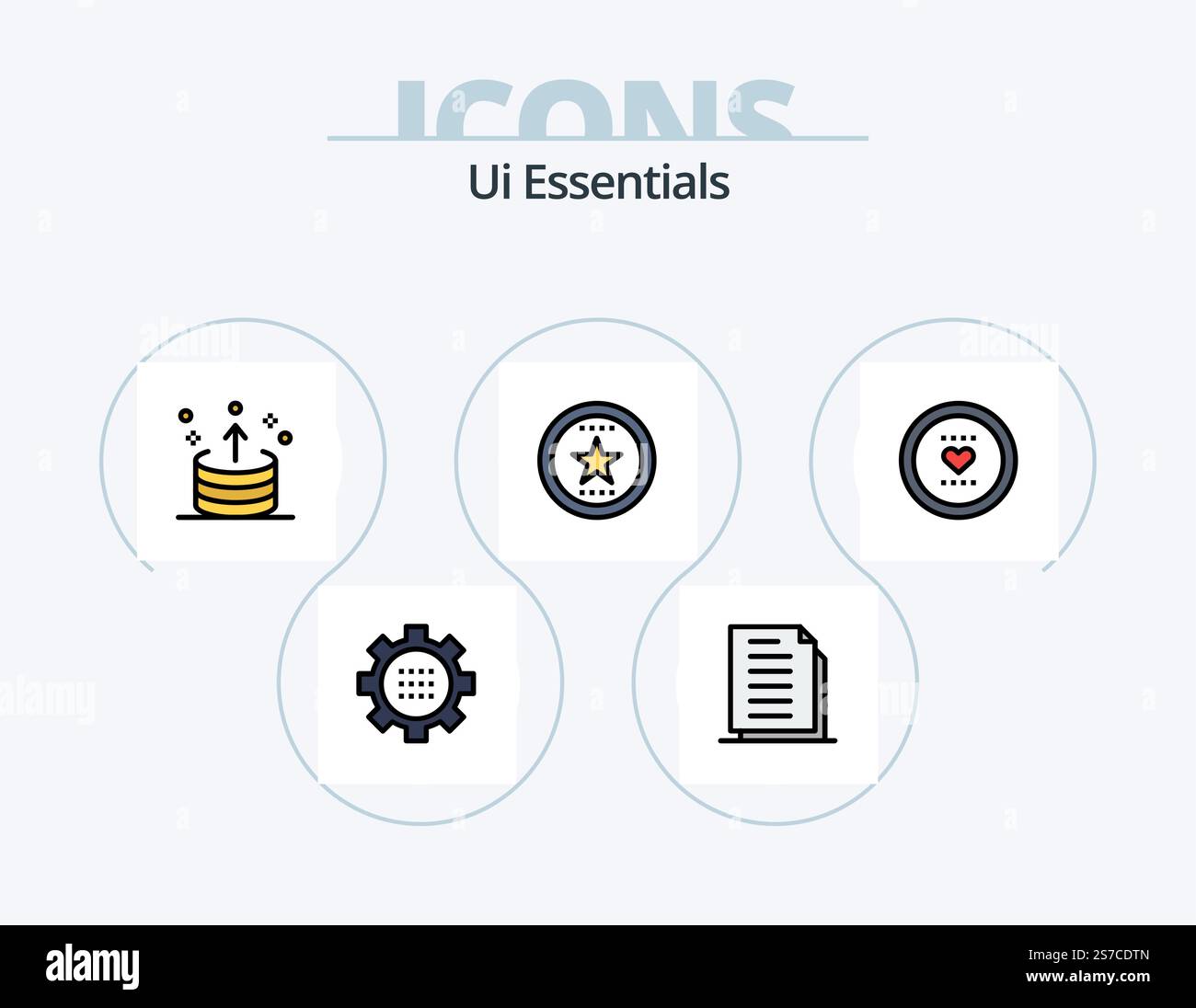 Ui Essentials Line Filled Icon Pack 5 Icon Design. application. add. pie. remove. delete Stock Vector