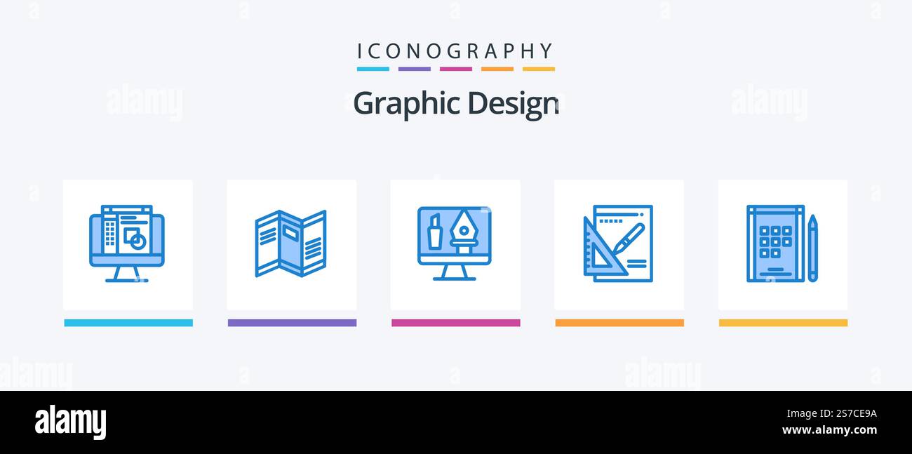Graphic Design Blue 5 Icon Pack Including notes. book. editing. success ...