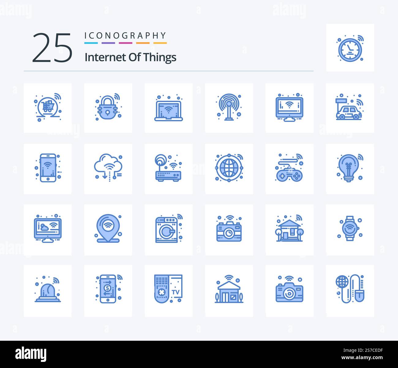Internet Of Things 25 Blue Color icon pack including cpu. wifi. network ...