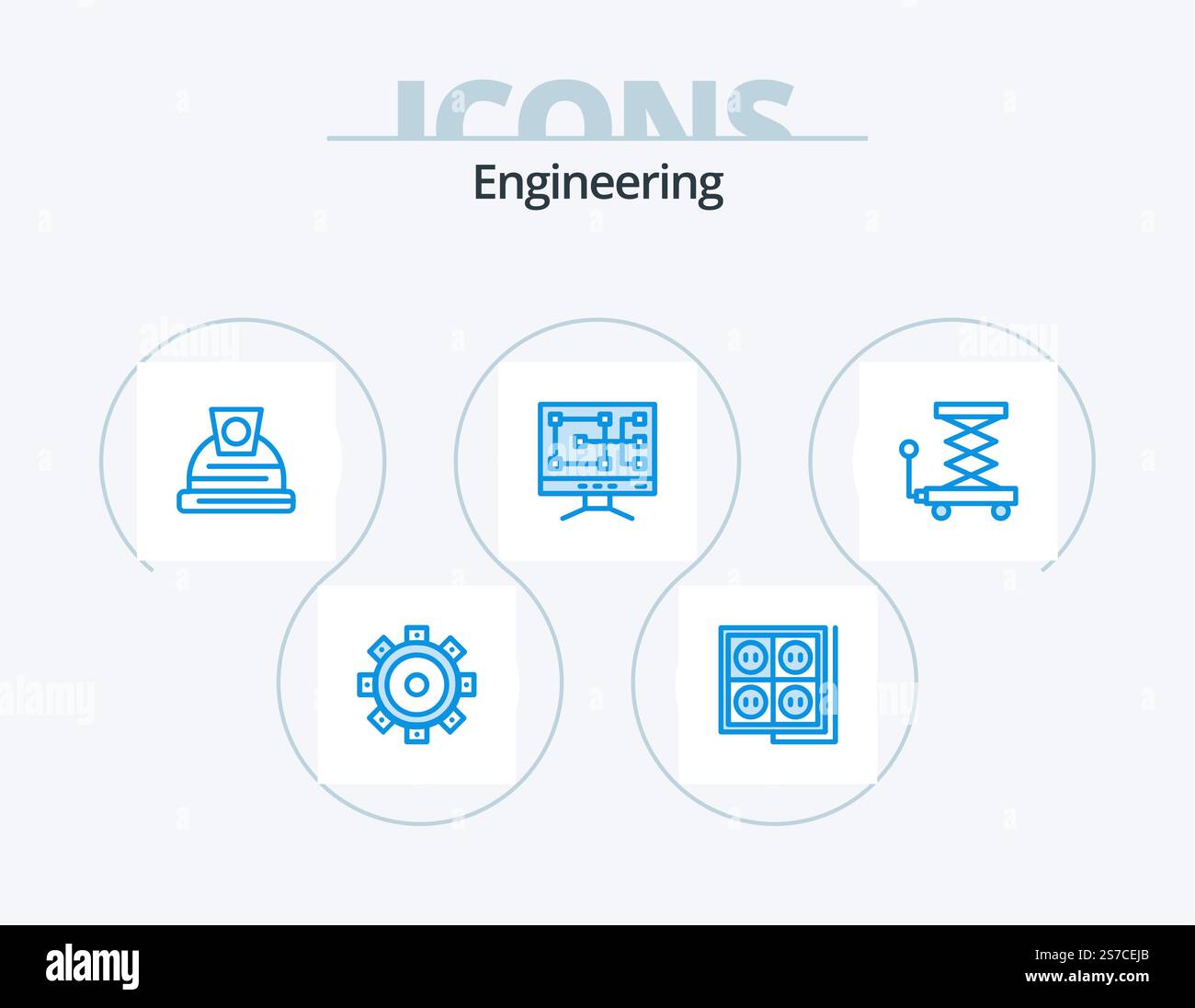 Engineering Blue Icon Pack 5 Icon Design. scissor. construction ...