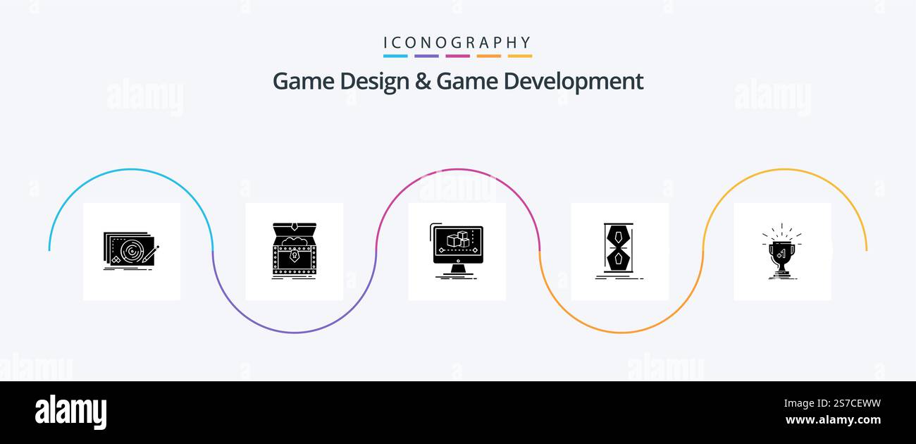 Game Design And Game Development Glyph 5 Icon Pack Including early ...