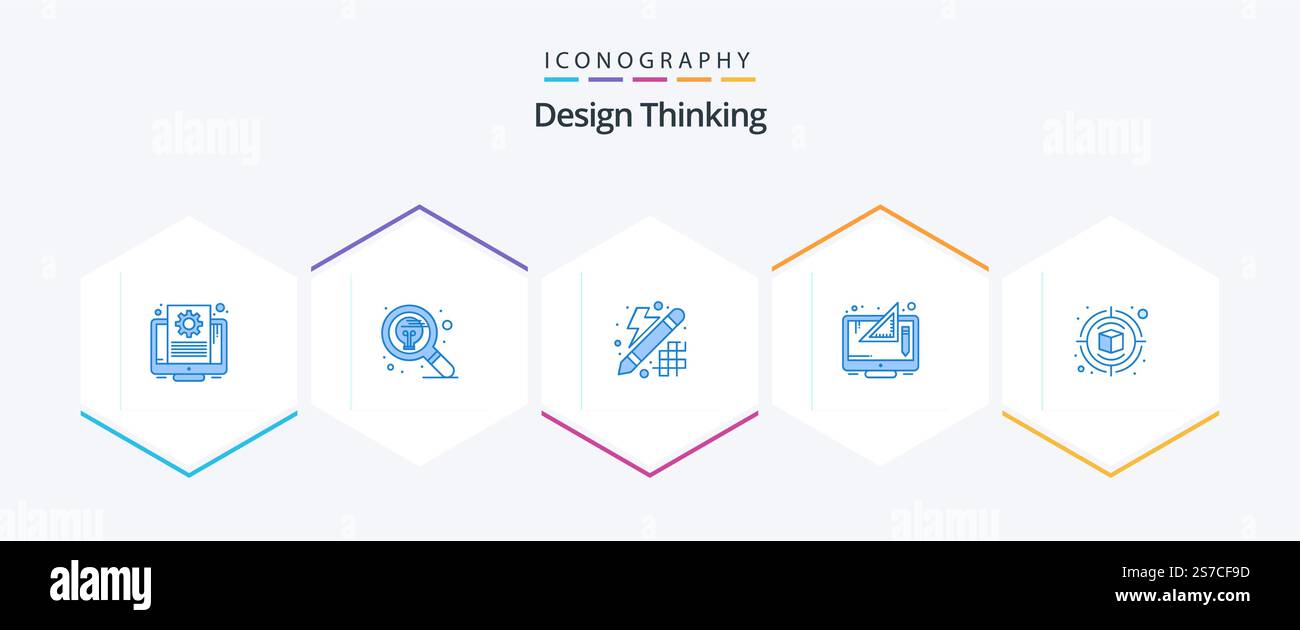 Design Thinking 25 Blue icon pack including thinking. digital. thinking. design. thinking Stock Vector