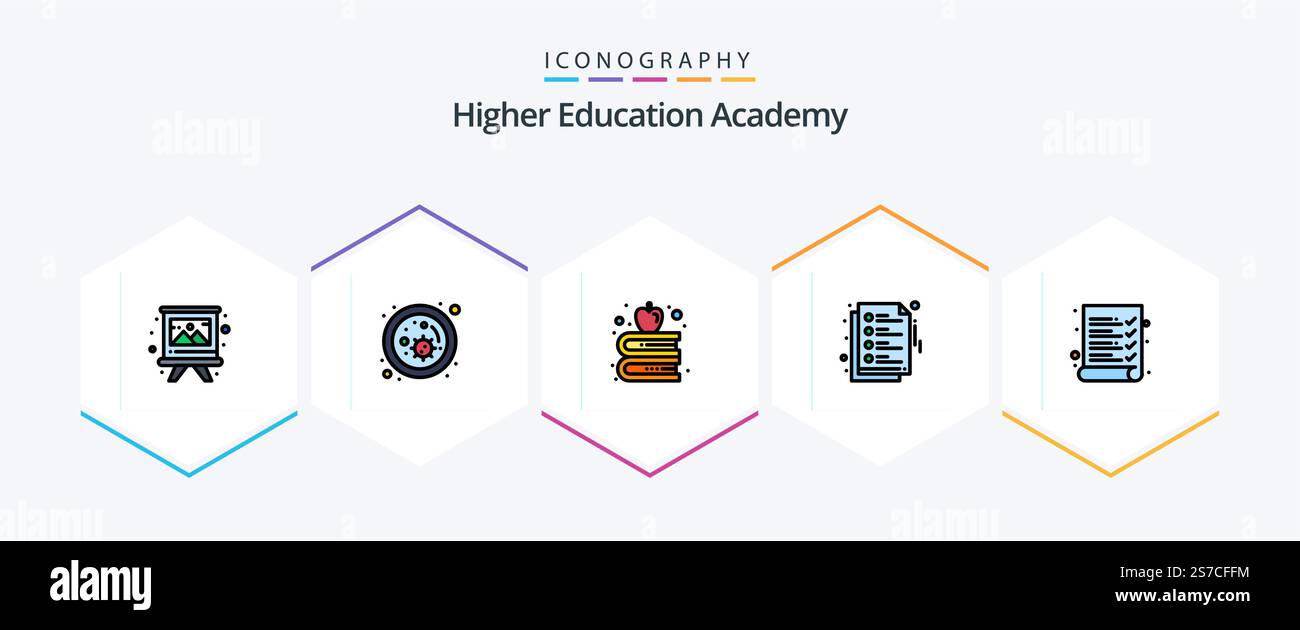 Academy 25 FilledLine icon pack including . exam. apple. audit. study Stock Vector