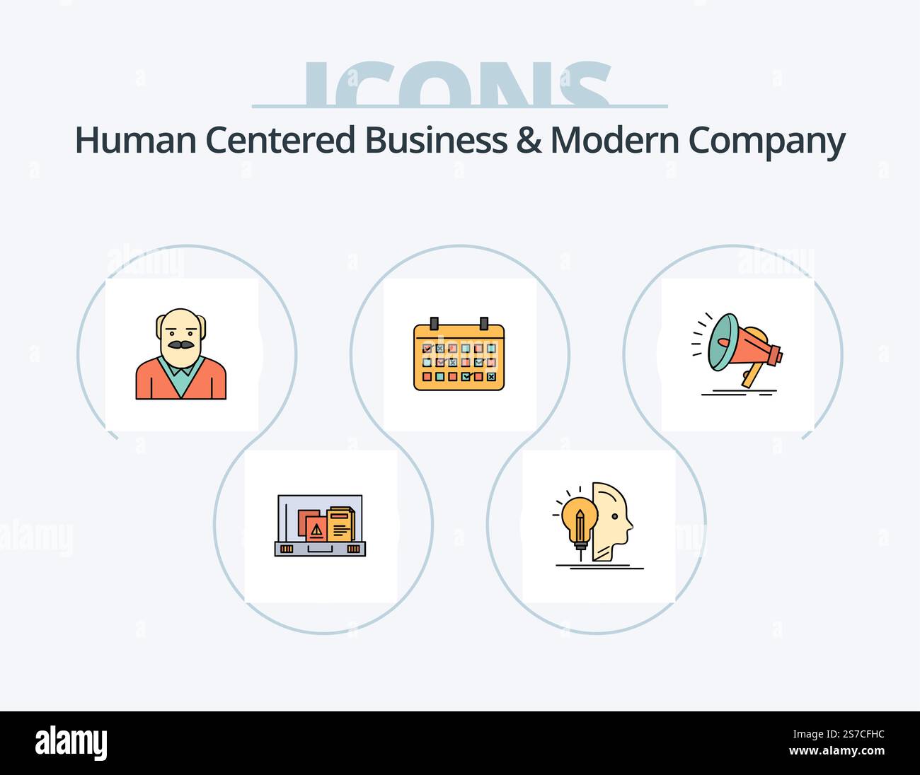Human Centered Business And Modern Company Line Filled Icon Pack 5 Icon ...