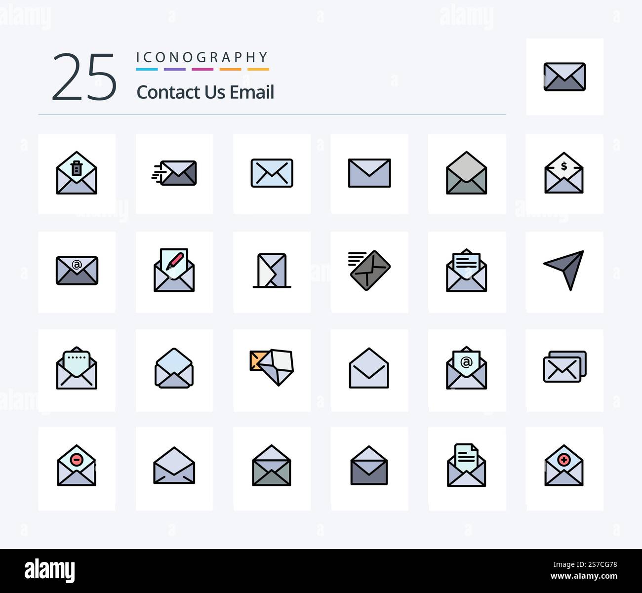 Email 25 Line Filled icon pack including compose. inbox. mail. email ...