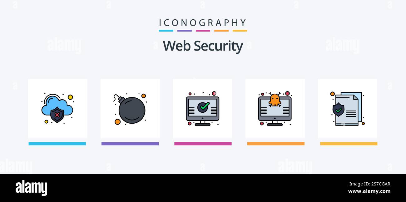 Web Security Line Filled 5 Icon Pack Including notice. alert. help ...