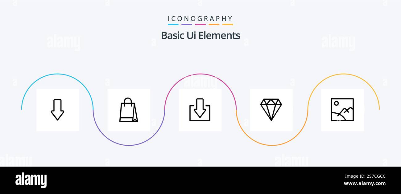 Basic Ui Elements Line 5 Icon Pack Including picture. image. arrow. gam ...