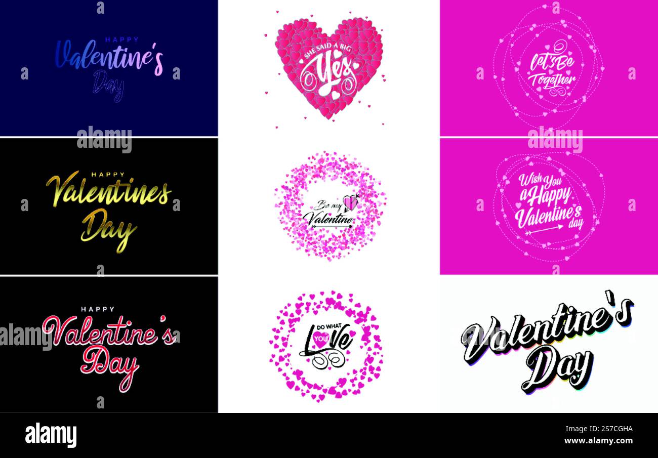 Happy Valentine’s Day hand lettering calligraphy text and heart ...