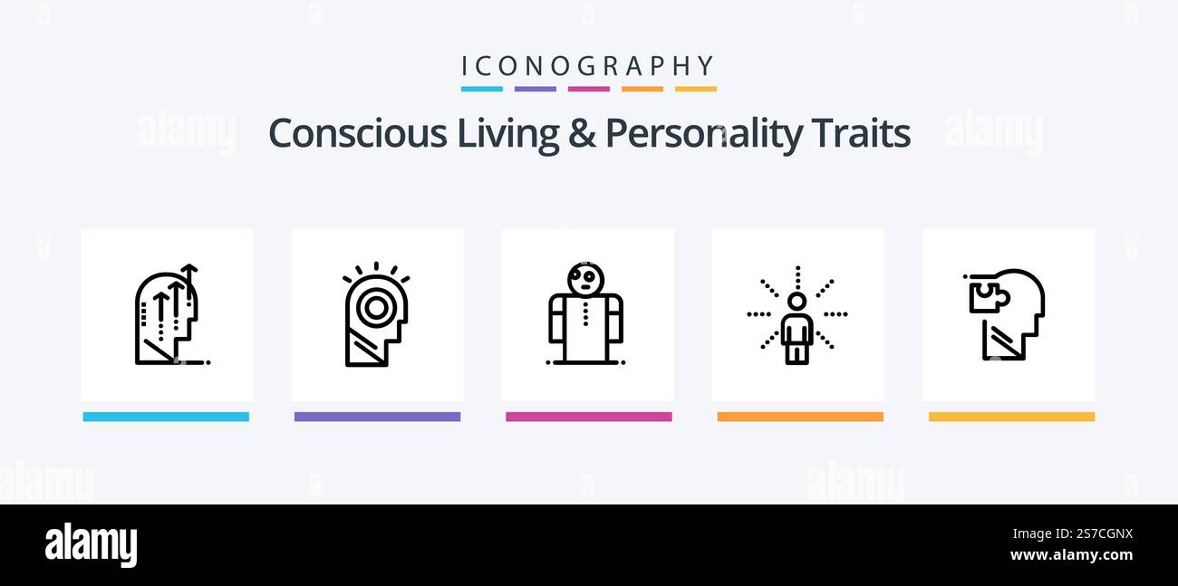 Concious Living And Personality Traits Line 5 Icon Pack Including ...
