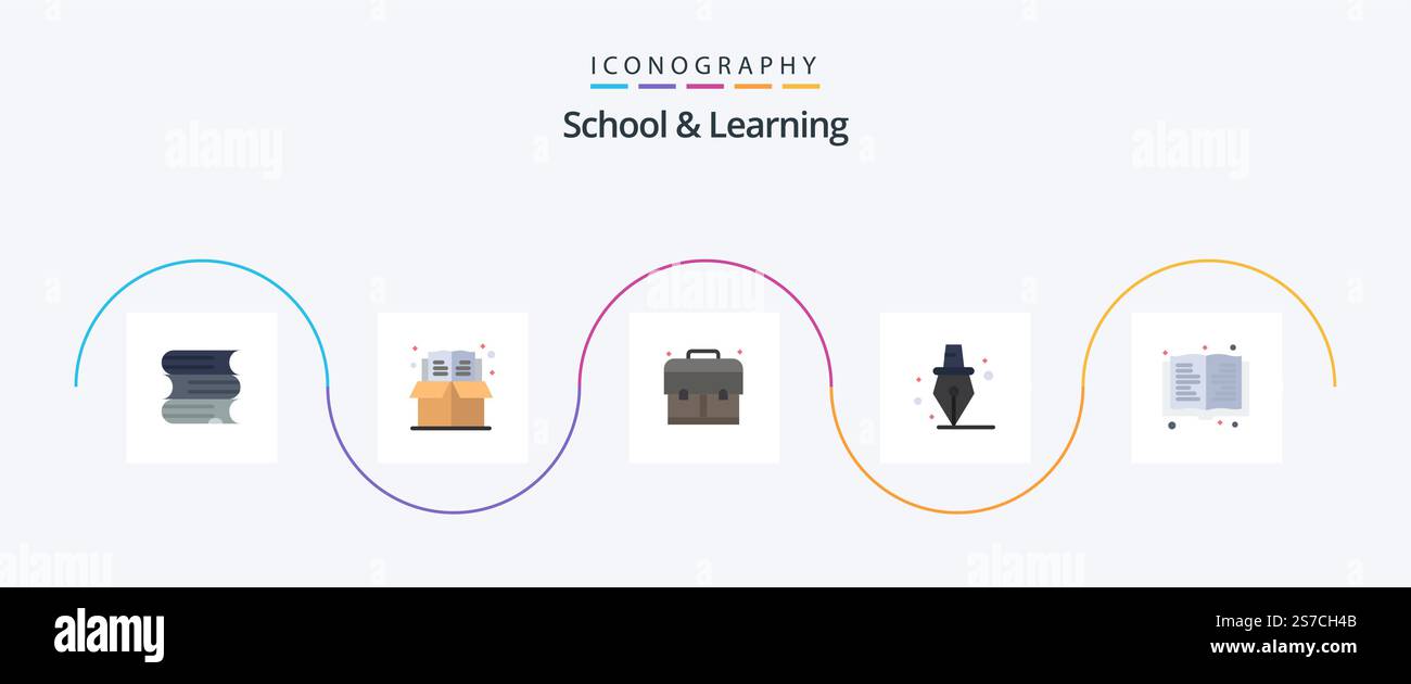 School And Learning Flat 5 Icon Pack Including . education. education ...