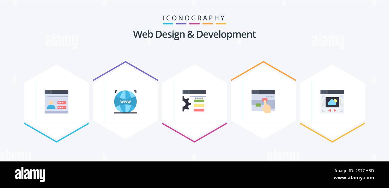 Web Design And Development 25 Flat icon pack including cloud sharing. web page. design. web. finger Stock Vector