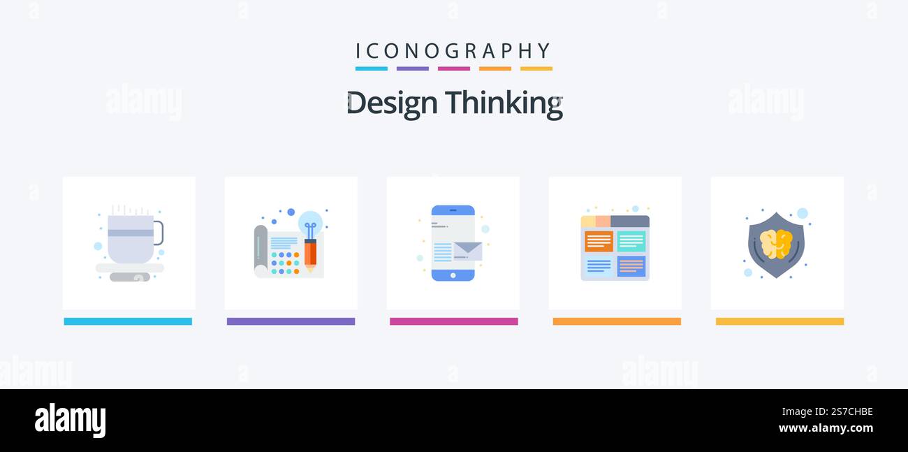 Design Thinking Flat 5 Icon Pack Including . process. email. images ...