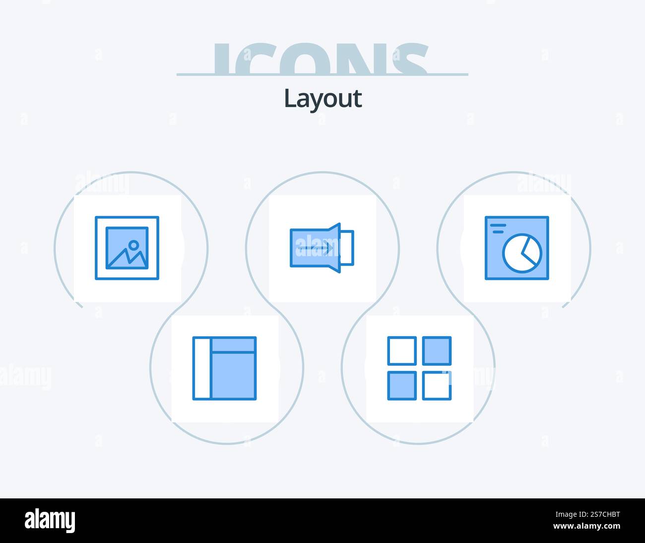 Layout Blue Icon Pack 5 Icon Design. . gesture. . pie Stock Vector ...