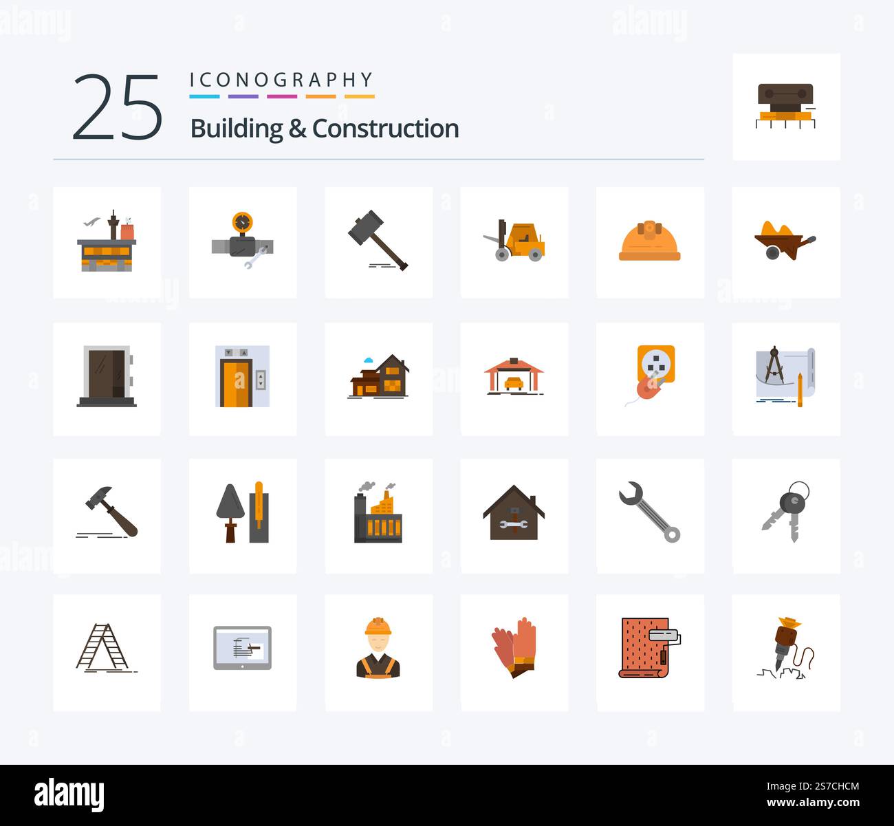 Building And Construction 25 Flat Color icon pack including legal ...