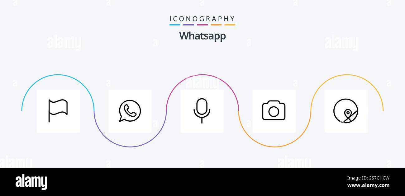 Whatsapp Line 5 Icon Pack Including location. basic. microphone. ui. image Stock Vector