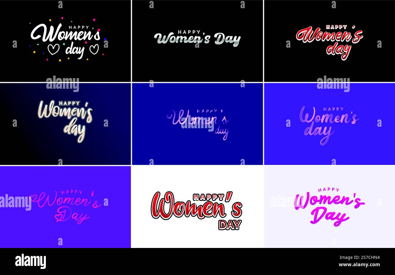 Women Sign For Lettering Happy Woman’s Day handwritten lettering set for use in greeting or ...
