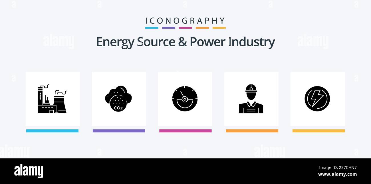 Energy Source And Power Industry Glyph 5 Icon Pack Including voltage ...