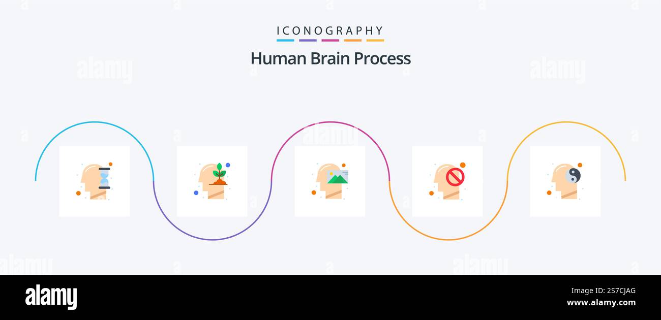 Human Brain Process Flat 5 Icon Pack Including balance. closed. human ...