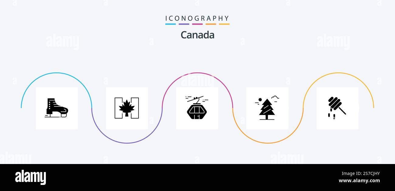 Canada Glyph 5 Icon Pack Including canada. tree. leaf. forest. gondola ...