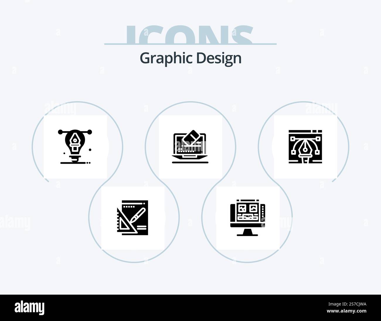 Graphic Design Glyph Icon Pack 5 Icon Design. data . monitor ...