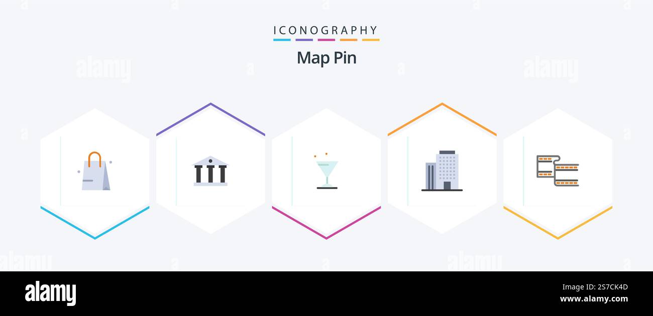 Map Pin 25 Flat icon pack including . . water. video. filam Stock ...