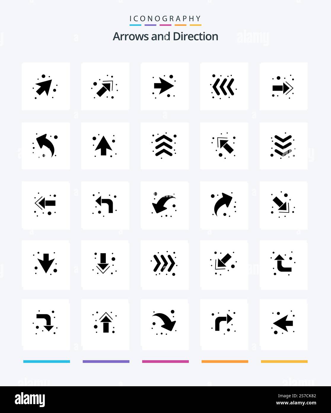 Creative Arrow 25 Glyph Solid Black icon pack  Such As arrows. left. left. up. arrow Stock Vector