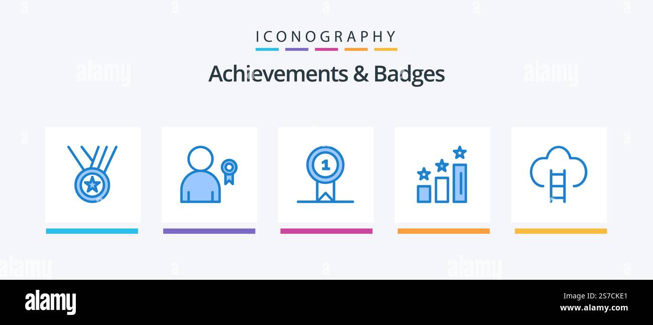Achievements and Badges Blue 5 Icon Pack Including game. career. prize ...