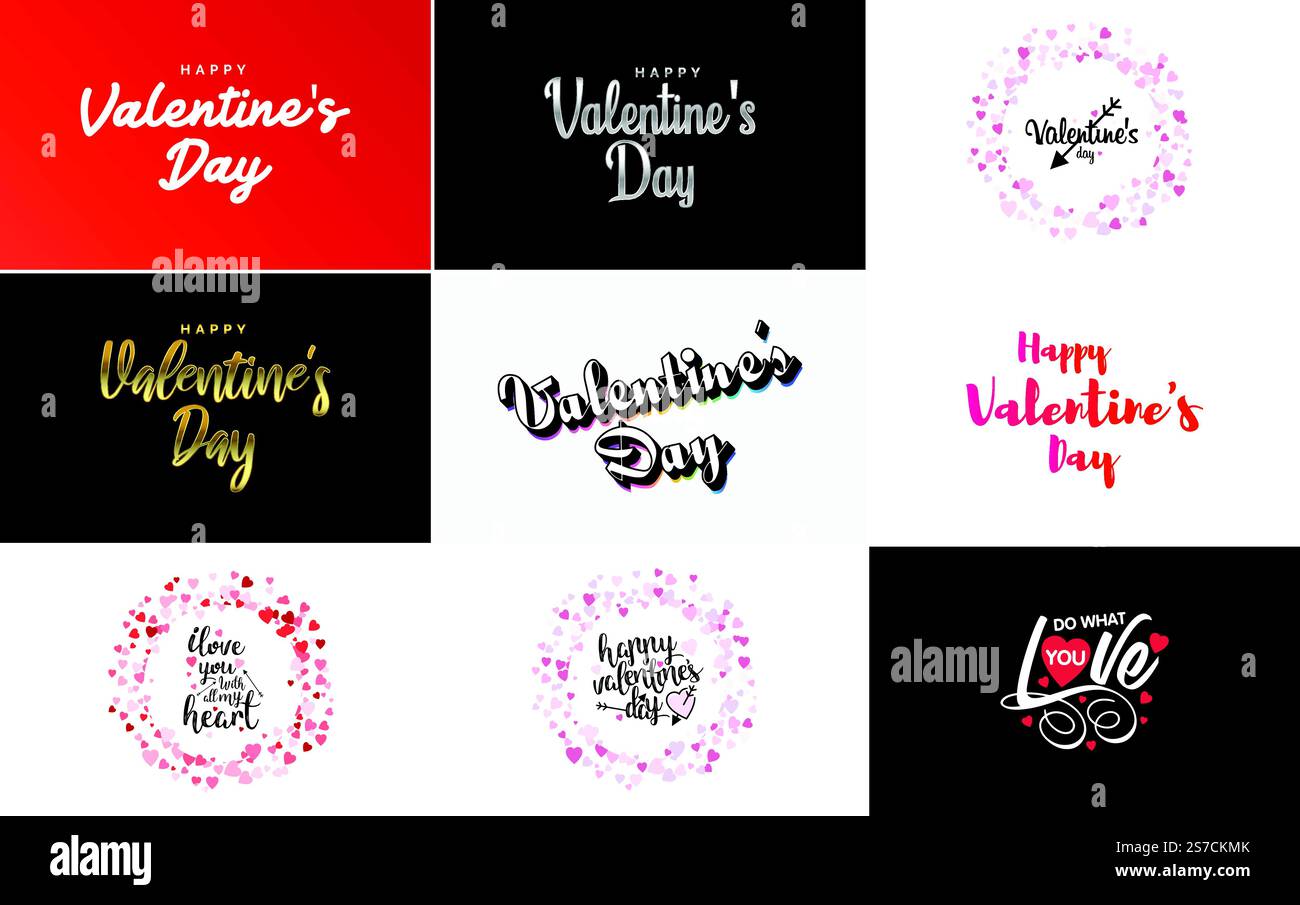 Happy Valentine’s Day hand lettering calligraphy text and heart ...