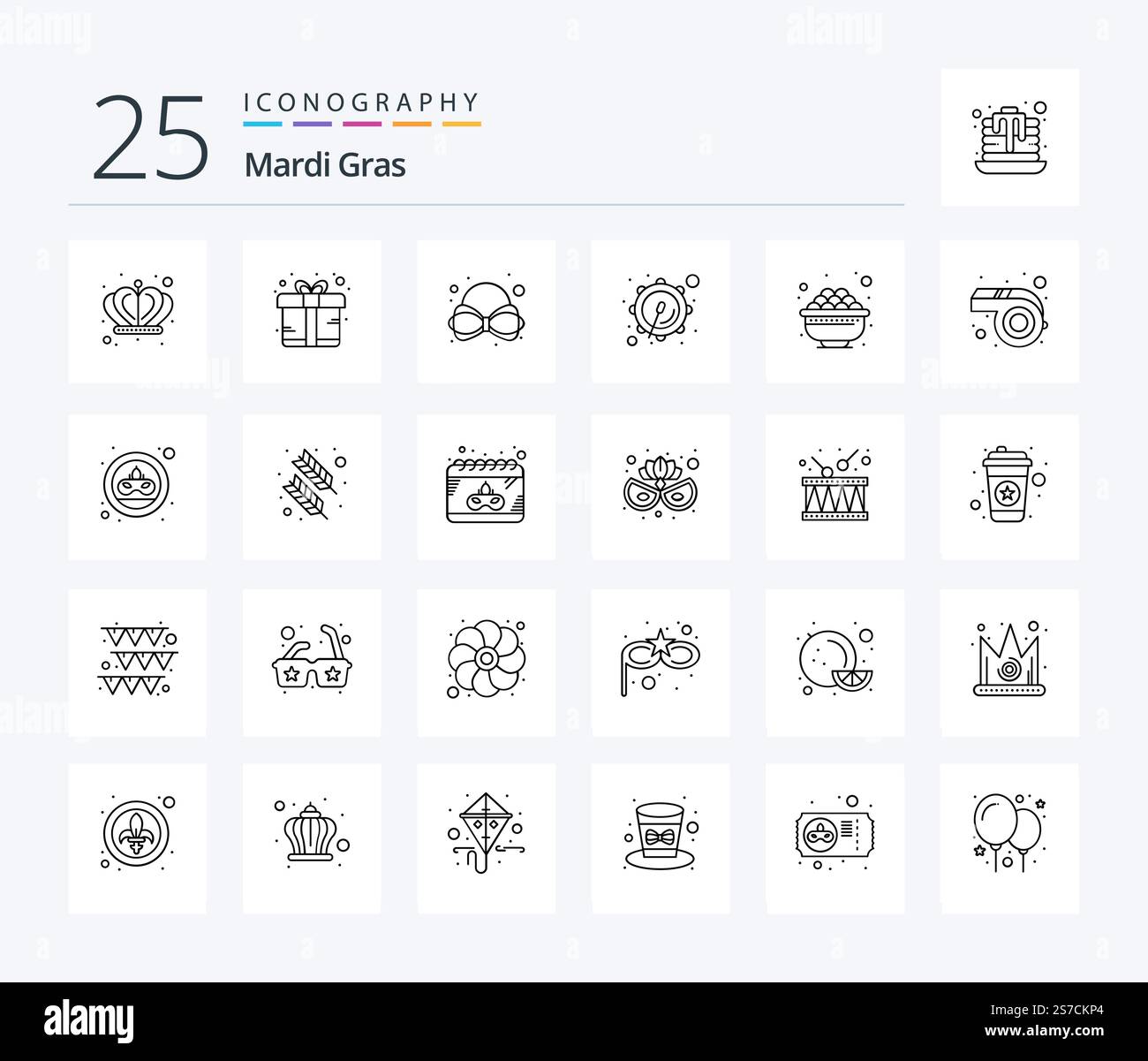 Mardi Gras 25 Line icon pack including mardi gras. food. carnival. eat ...
