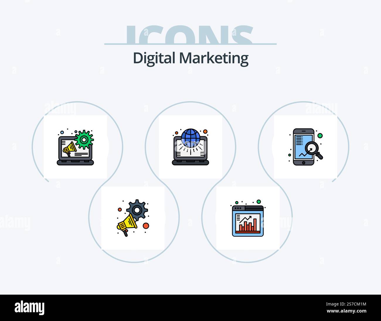 Digital Marketing Line Filled Icon Pack 5 Icon Design. data. marketing ...