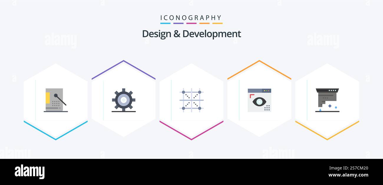 Design and Development 25 Flat icon pack including development. coding ...